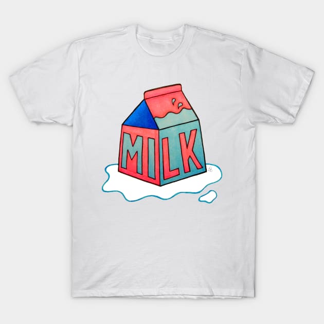 Cartoon Milk - Pink and Blue Cute, Little Milk Carton T-Shirt by Elinaana